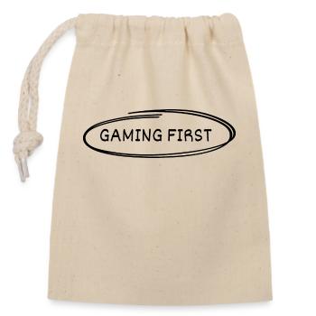Gaming First - Closable cotton gift bag (14x20cm) - nature - Front