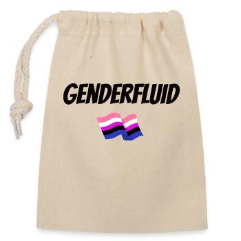T-shirt drapeau genderfluid - Sac cadeau en coton avec cordon (14 x 20 cm) - nature - Devant
