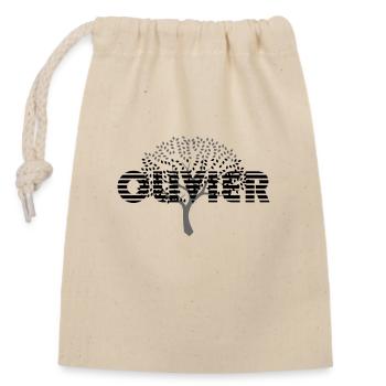 Olivier typo noir étymologie d'origine Latine - Sac cadeau en coton avec cordon (14 x 20 cm) - nature - Devant