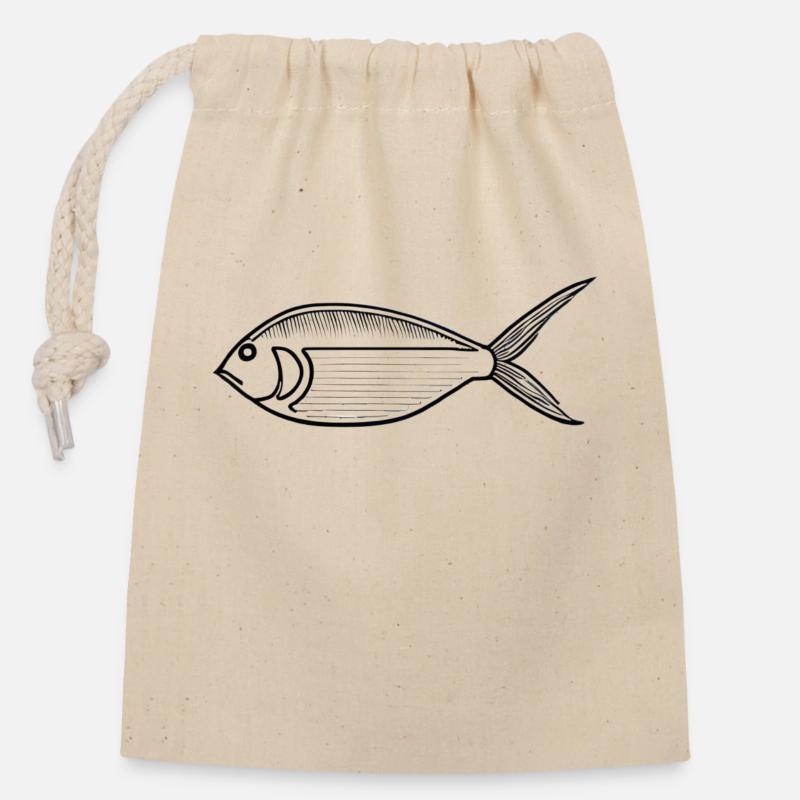 Élégant poisson habitant de la mer - Sac cadeau en coton avec cordon (14 x 20 cm) - nature