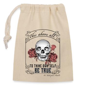 Citation d’Hamlet « sois vrai » dark academia -var.2 - Sac cadeau en coton avec cordon (14 x 20 cm) - nature - Devant