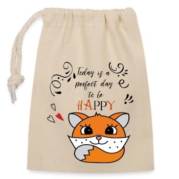 Aujourd’hui est un jour parfait pour être heureux - Sac cadeau en coton avec cordon (14 x 20 cm) - nature - Devant