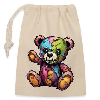 Teddybär / Kuscheltier / Stofftier / Geschenkidee - Verschließbarer Geschenkbeutel aus Baumwolle (14x20cm) - Natur - Vorne