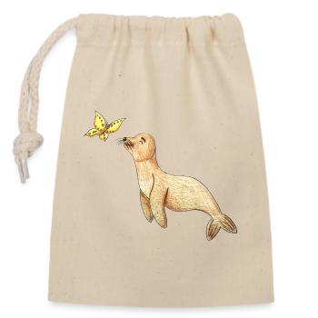 Sceau réfrigéré - Sac cadeau en coton avec cordon (14 x 20 cm) - nature - Devant