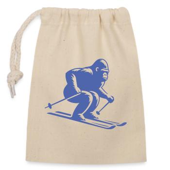 Affe Gorilla Schimpanse Ski Silhouette Design - Verschließbarer Geschenkbeutel aus Baumwolle (14x20cm) - Natur - Vorne
