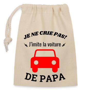I don't shout! I'm imitating dad's car - Closable cotton gift bag (14x20cm) - nature - Front
