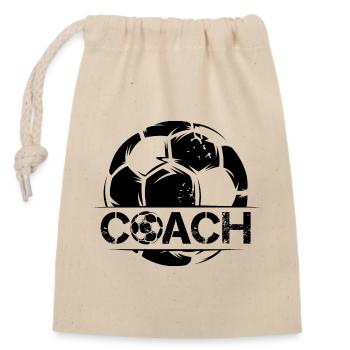 Soccer Coach Coach Ball Symbol used look Club - Closable cotton gift bag (14x20cm) - nature - Front