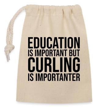 curling - Sac cadeau en coton avec cordon (14 x 20 cm) - nature - Devant