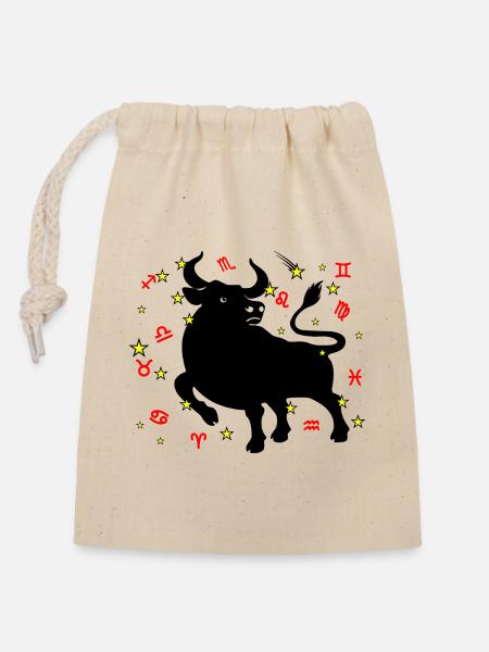 Sternzeichen Stern Logo Stier - Verschließbarer Geschenkbeutel aus Baumwolle (14x20cm) - Natur