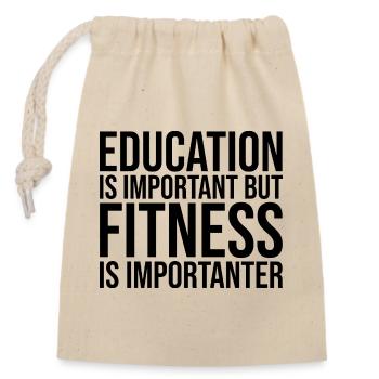 Fitness - Closable cotton gift bag (14x20cm) - nature - Front