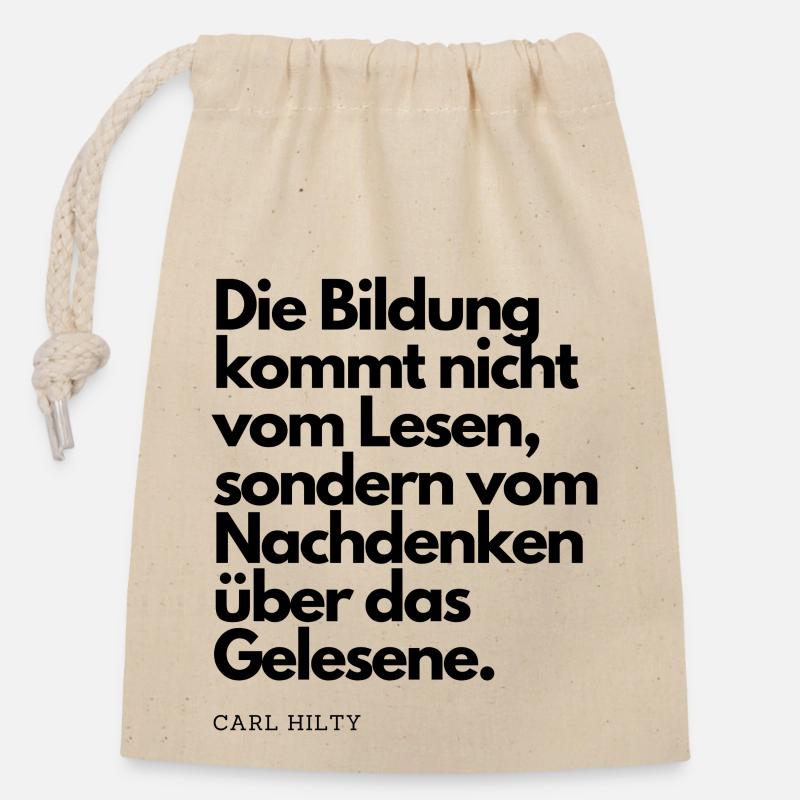 Bildung - Verschließbarer Geschenkbeutel aus Baumwolle (14x20cm) - Natur