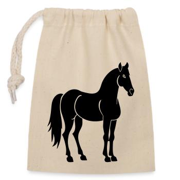 Cheval - Sac cadeau en coton avec cordon (14 x 20 cm) - nature - Devant