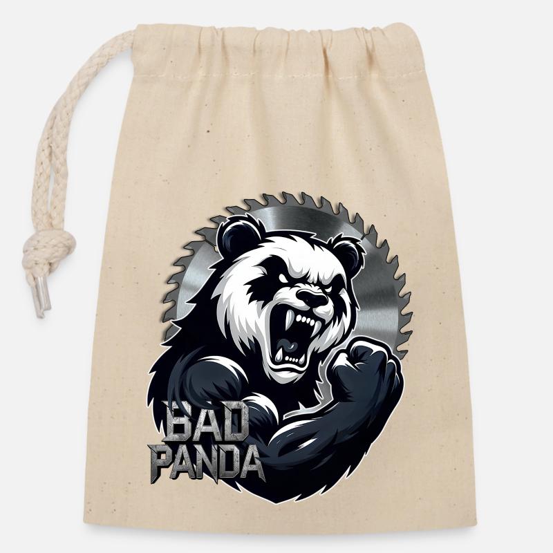 Méchant Panda Rampage - Sac cadeau en coton avec cordon (14 x 20 cm) - nature