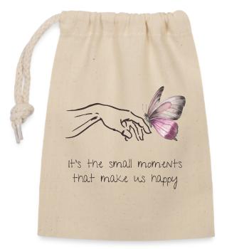 Small Moments - Happiness - Mindfulness - Self-Love - Closable cotton gift bag (14x20cm) - nature - Front