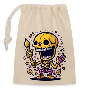 Skeleton - Closable cotton gift bag (14x20cm) - nature - Front