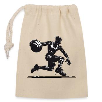 Basketballer in voller Aktion für Basketball Fans - Verschließbarer Geschenkbeutel aus Baumwolle (14x20cm) - Natur - Vorne