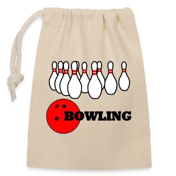 Logo de bowling - Sac cadeau en coton avec cordon (14 x 20 cm) - nature - Devant