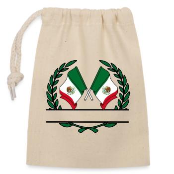 Drapeaux Mexique bannière couronne de laurier - Sac cadeau en coton avec cordon (14 x 20 cm) - nature - Devant
