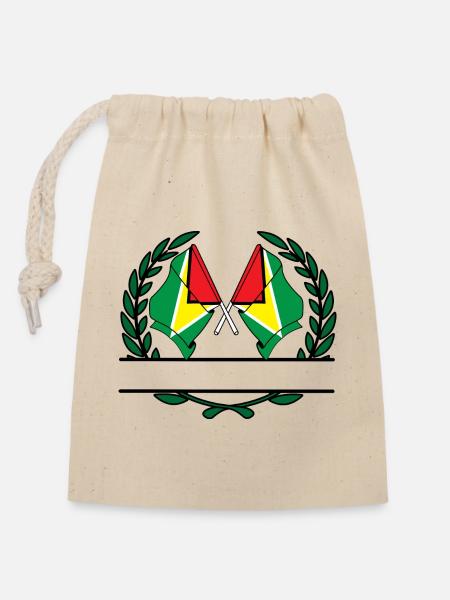 Flaggen Guyana-Lorbeerkranz-Banner - Verschließbarer Geschenkbeutel aus Baumwolle (14x20cm) - Natur