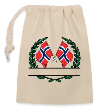 Drapeaux Norvège couronne de laurier bannière - Sac cadeau en coton avec cordon (14 x 20 cm) - nature - Devant