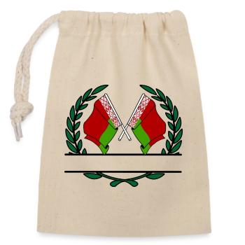 Flags Belarus laurel wreath banner - Closable cotton gift bag (14x20cm) - nature - Front