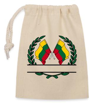 Fahnen Litauen Lorbeerkranz Banner - Verschließbarer Geschenkbeutel aus Baumwolle (14x20cm) - Natur - Vorne