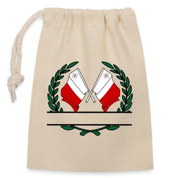 Flaggen Malta Lorbeerkranz Banner - Verschließbarer Geschenkbeutel aus Baumwolle (14x20cm) - Natur - Vorne