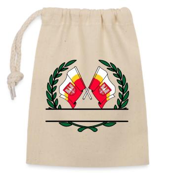 Fahnen Little Poland Lorbeerkranz Banner - Verschließbarer Geschenkbeutel aus Baumwolle (14x20cm) - Natur - Vorne