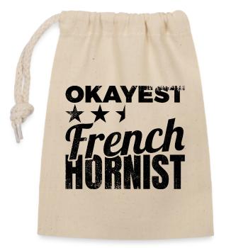 Okayest French horn player - Closable cotton gift bag (14x20cm) - nature - Front