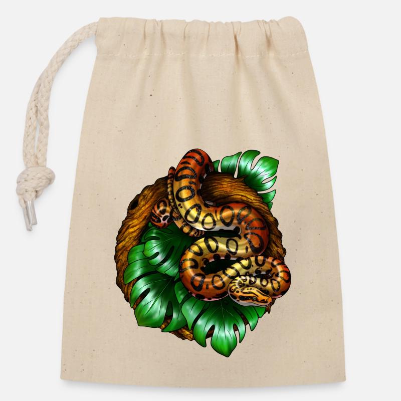 Monstera Snake - Verschließbarer Geschenkbeutel aus Baumwolle (14x20cm) - Natur