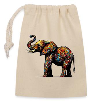 Éléphant - Sac cadeau en coton avec cordon (14 x 20 cm) - nature - Devant
