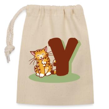 Cat Letter Y - Closable cotton gift bag (14x20cm) - nature - Front