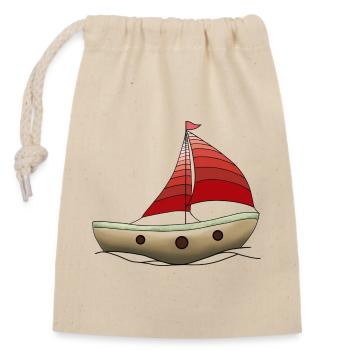 Boat - Closable cotton gift bag (14x20cm) - nature - Front