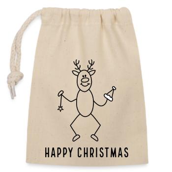 Funny Christmas - Closable cotton gift bag (14x20cm) - nature - Front