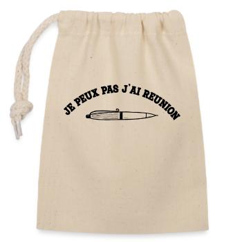 Je peux pas jai reunion - Sac cadeau en coton avec cordon (14 x 20 cm) - nature - Devant