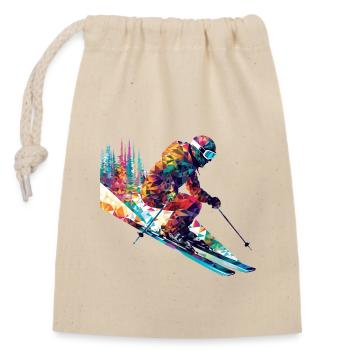 Ski alpin sport jeu champion compétition abstrait - Sac cadeau en coton avec cordon (14 x 20 cm) - nature - Devant