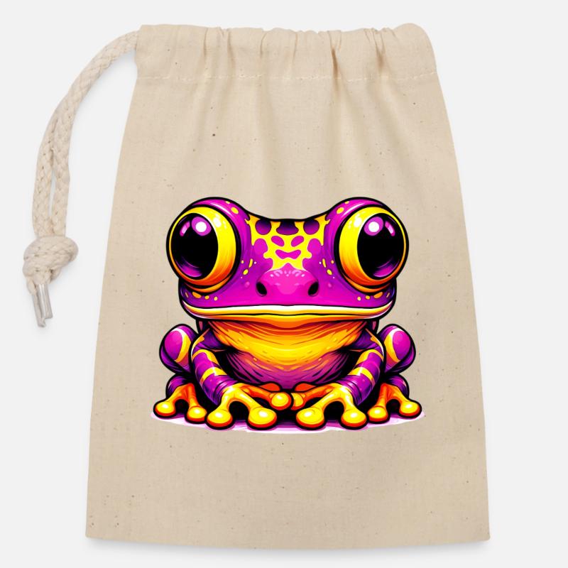 Frosch - Verschließbarer Geschenkbeutel aus Baumwolle (14x20cm) - Natur