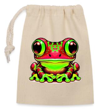 Frog - Closable cotton gift bag (14x20cm) - nature - Front