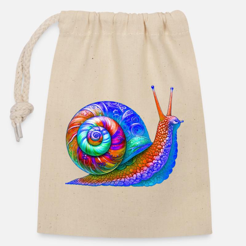Schnecke - Verschließbarer Geschenkbeutel aus Baumwolle (14x20cm) - Natur