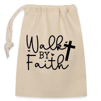 Walk by faith - Verschließbarer Geschenkbeutel aus Baumwolle (14x20cm) - Natur - Vorne