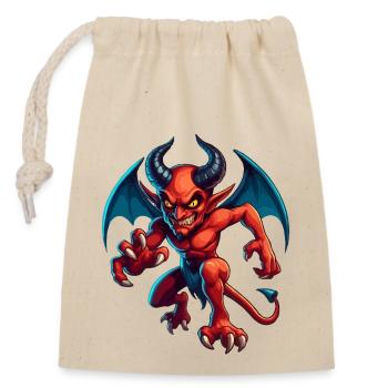 Satan Runs - Closable cotton gift bag (14x20cm) - nature - Front