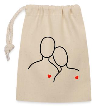 Visuels de deux coeurs pour (futurs) mariés - Sac cadeau en coton avec cordon (14 x 20 cm) - nature - Devant