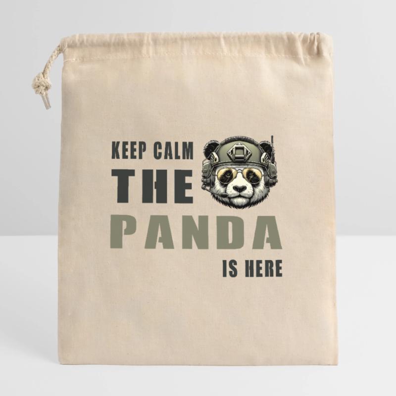 Tactical Panda – Keep Calm Closable cotton gift bag (14x20cm)