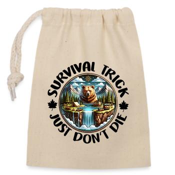 Techniques de survie Survie en milieu sauvage - Sac cadeau en coton avec cordon (14 x 20 cm) - nature - Devant