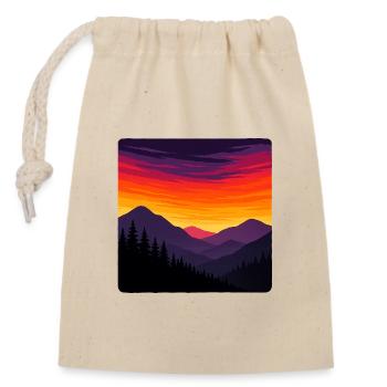 Sonnenuntergang über den wilden Bergen - Verschließbarer Geschenkbeutel aus Baumwolle (14x20cm) - Natur - Vorne