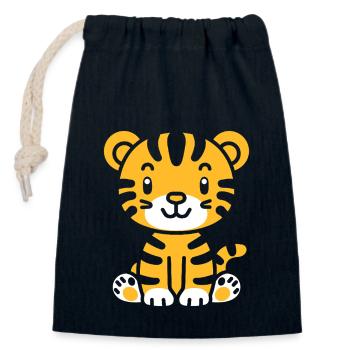 Tiger - Verschließbarer Geschenkbeutel aus Baumwolle (14x20cm) - Navy - Vorne