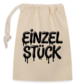 Einzelstück (Farbe änderbar Personalisierung) - Verschließbarer Geschenkbeutel aus Baumwolle (14x20cm) - Natur - Vorne