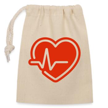 Heartbeat Icon – Red Heart With EKG Line - Closable cotton gift bag (14x20cm) - nature - Front