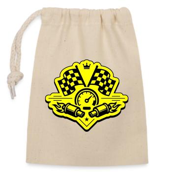 Drapeau de course, compteur de vitesse d'échappement - Sac cadeau en coton avec cordon (14 x 20 cm) - nature - Devant