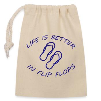 LIFE IS BETTER IN FLIP FLOPS - Closable cotton gift bag (14x20cm) - nature - Front